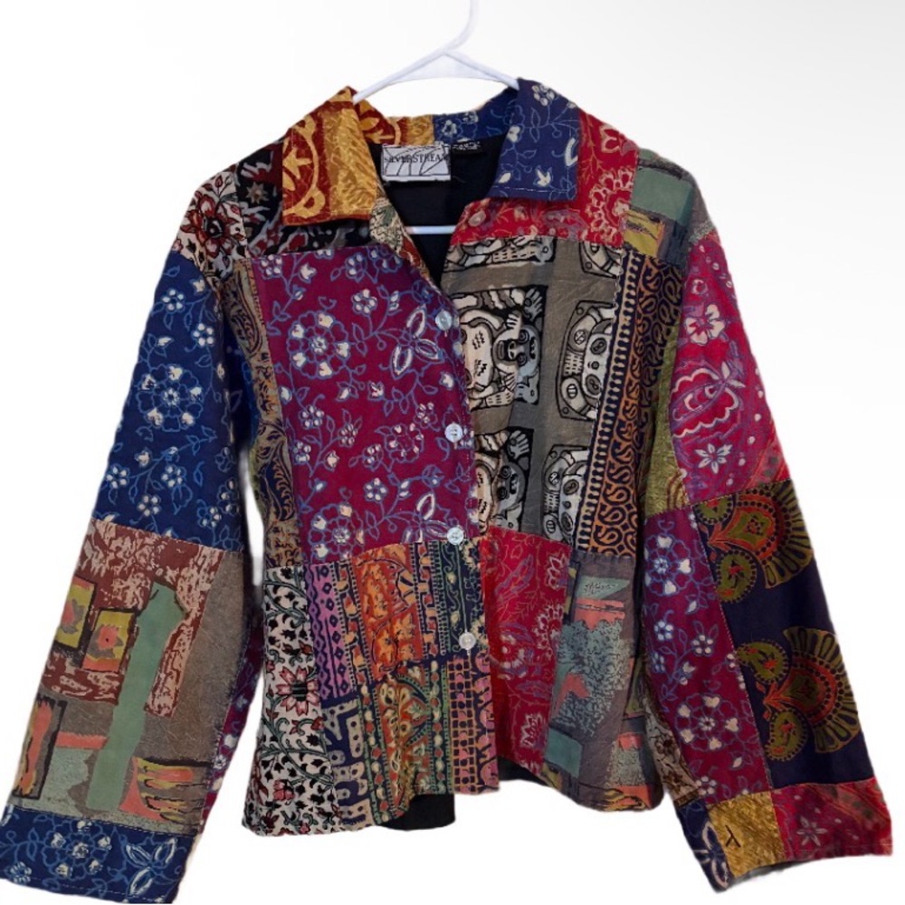 Silvia Stream Vintage Patchwork Button Jacket - O… - image 1